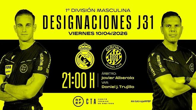 皇马对阵赫罗纳裁判安排公布 阿尔韦罗拉执法主